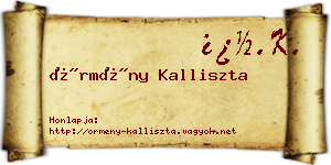 Örmény Kalliszta névjegykártya